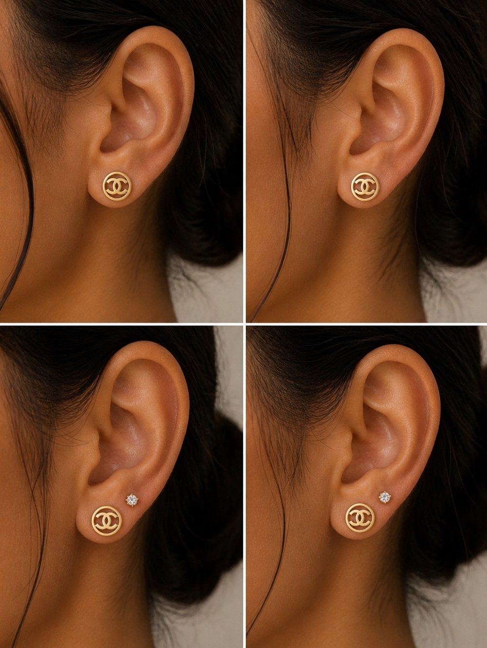 Gold CC Logo Stud Earrings - Elegant Women’s Jewelry